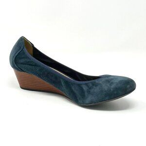Geox Respira Floralie Ballet Wedge. Blue Suede. Size EU 37 / US 7